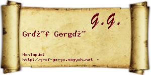 Gróf Gergő névjegykártya